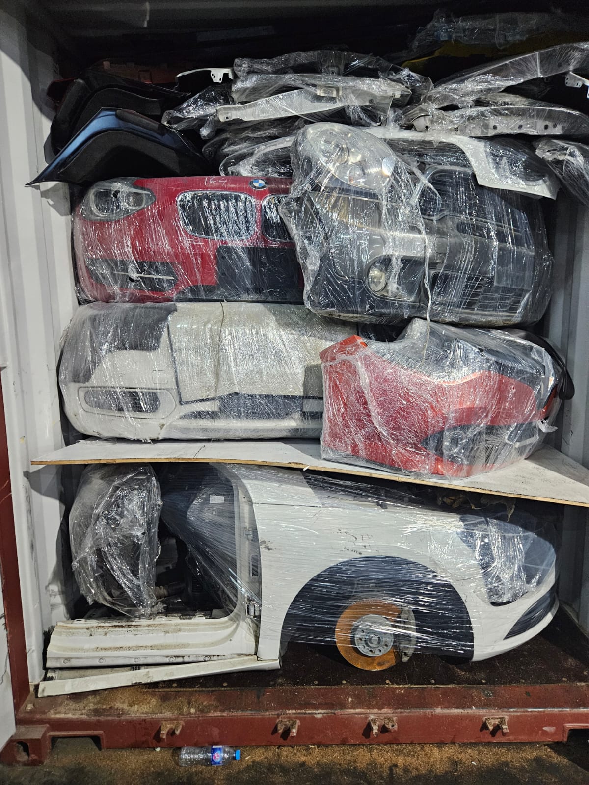 BMW front cuts packed in a shipping container